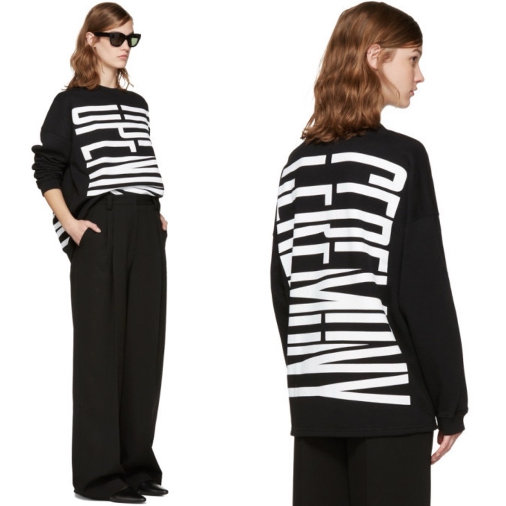 Opening Ceremony Black Sweatshirt with White Graphic Logo